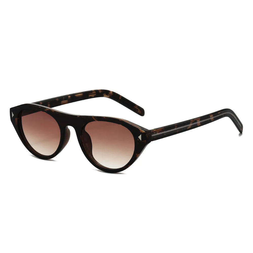 JNPCXI Vintage Cat Eye Sunglasses for Women Trendy Rivet Design Flat Top Sun Glasses Men Gafas De Sol Hombre S2611