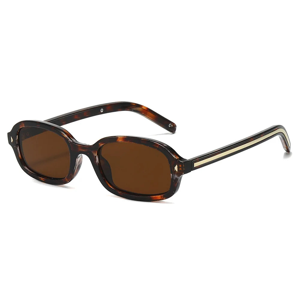 JNPCXI New Small Square Sunglasses Women Retro Leopard Tea Brand Designer Shades UV400 Men Rivets Punk Sun Glasses