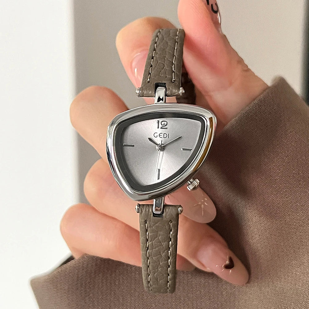GEDI Quartz Ladies Watches Luxury Niche Small Vintage Watch Woman Leather Strap Wristwatches Fashion Casual Simple Watches Gifts
