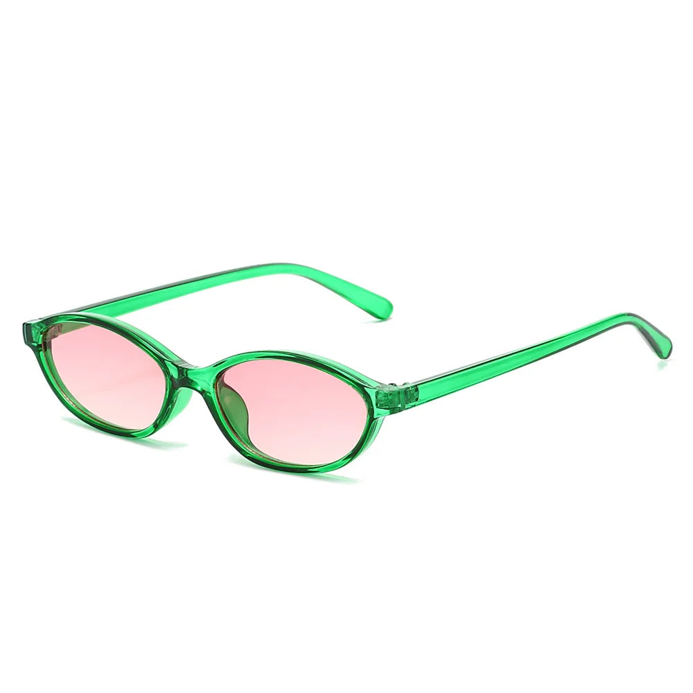 JNPCXI Retro Small Oval Sunglasses Women Fashion Retro Green Gradient Shades UV400 Men Trending Round Rivets Sun Glasses