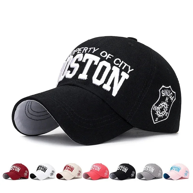 BOSTON Embroidered Baseball Caps, Snapback Designer Men Golf Trucker Hats