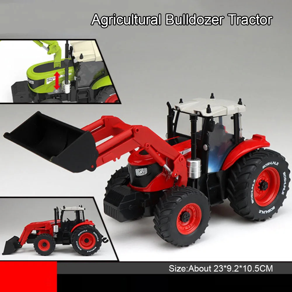 1:32 Alloy Excavator Bulldozer Diecast Models Toys Car with Sound Light Front Wheel Steering Engineering Vehicles Children Gifts