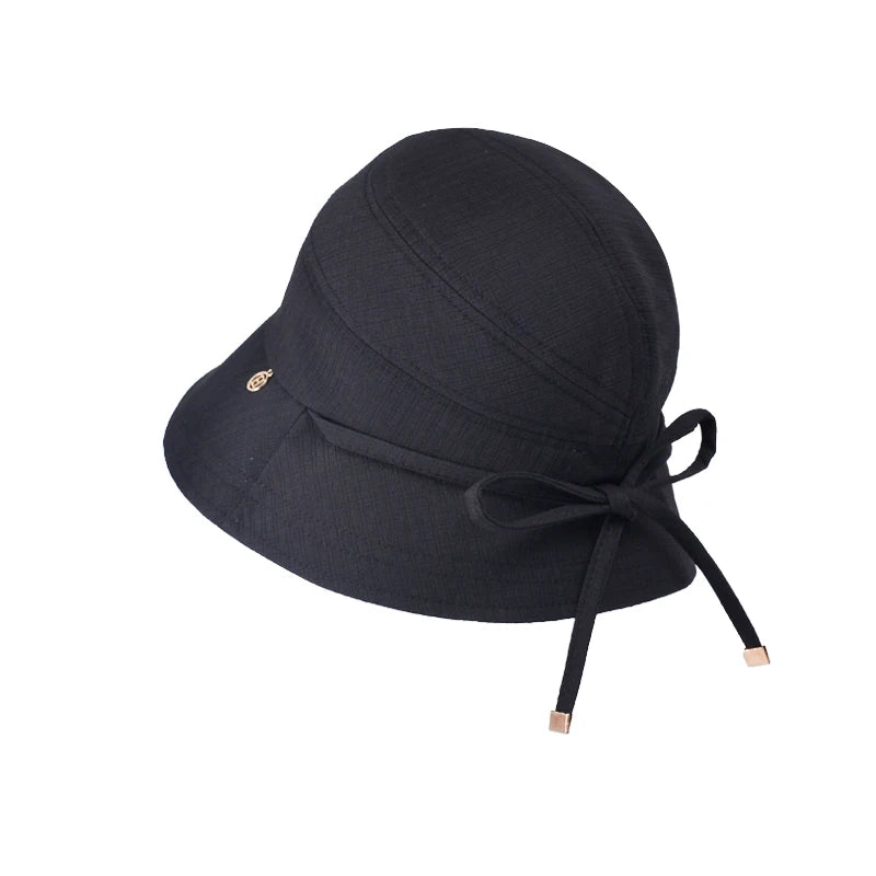 8761Summer outdoor travel sunshade hat all senior sense big head basin hat show face small bow fisherman hat