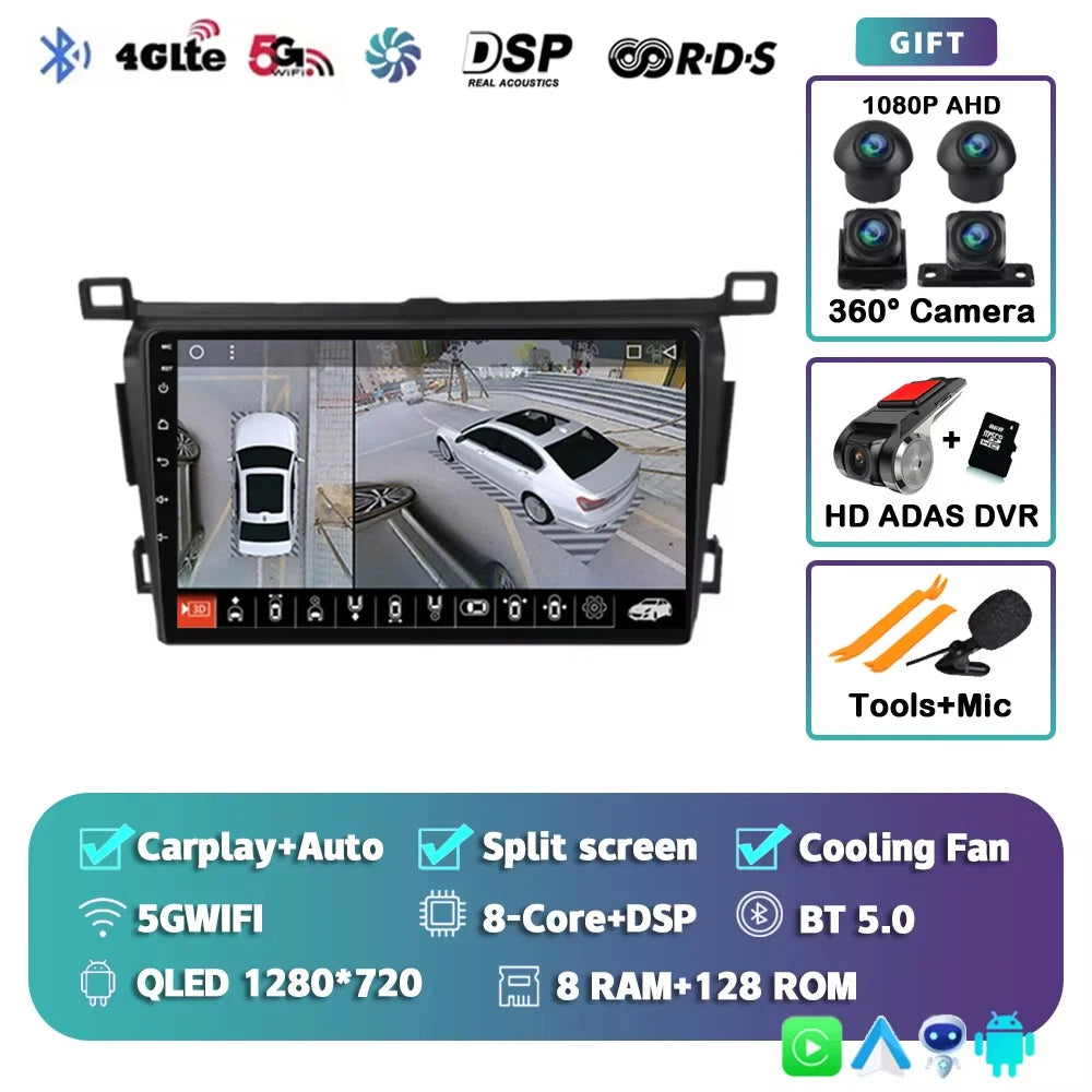 WIFI 4G Car Radio For Toyota RAV4 2013 2014 2015 2016 2017 2018 2019 XA40 RHD Android 15 Auto Wireless Carplay Car Multimedia DI