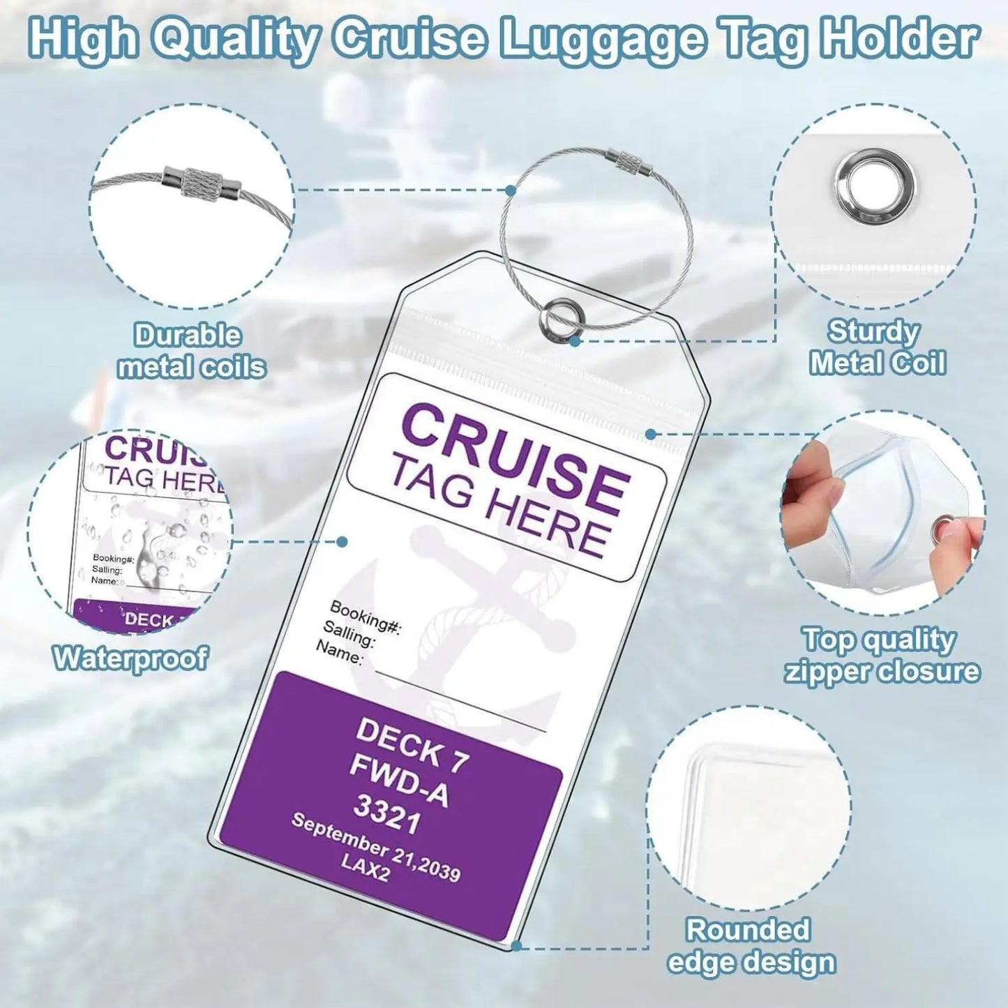 5/8-Pack Cruise Luggage Tag Holder can be Used for Carnival, NCL, MSC Cruises, Princess, and Royal Caribbean Ships