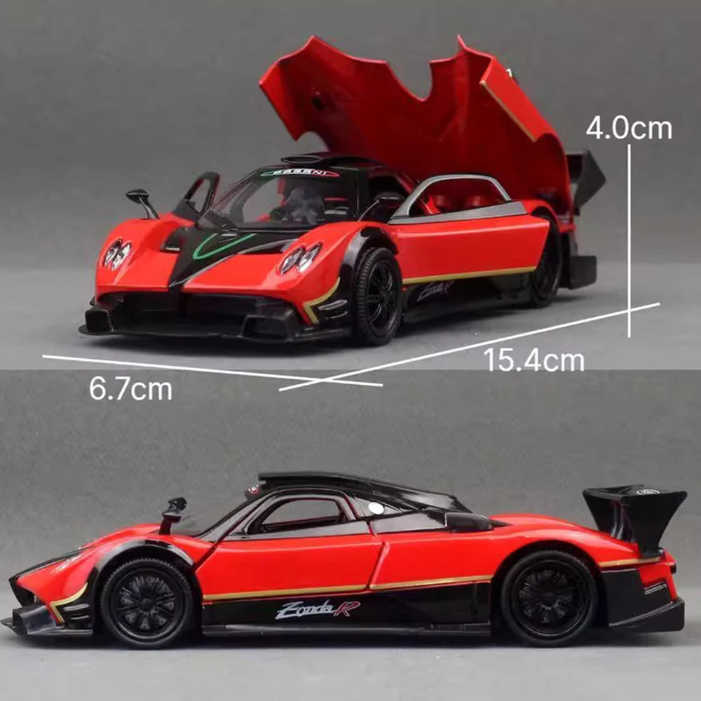 1/32 Pagani Zonda R Diecast Models Huayra Dinastia Alloy Toys Miniature Car Sound Light Pull Back Doors Openned Cars Child Gifts