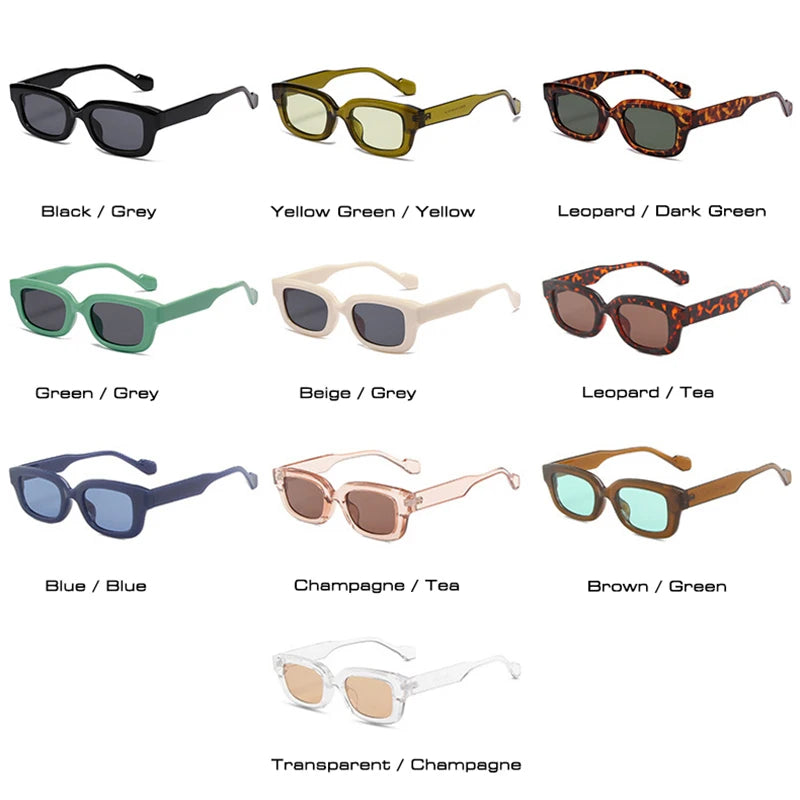 JNPCXI New Retro Small Rectangle Sunglasses Women Candy Colors Shades UV400 Square Men Sun Glasses
