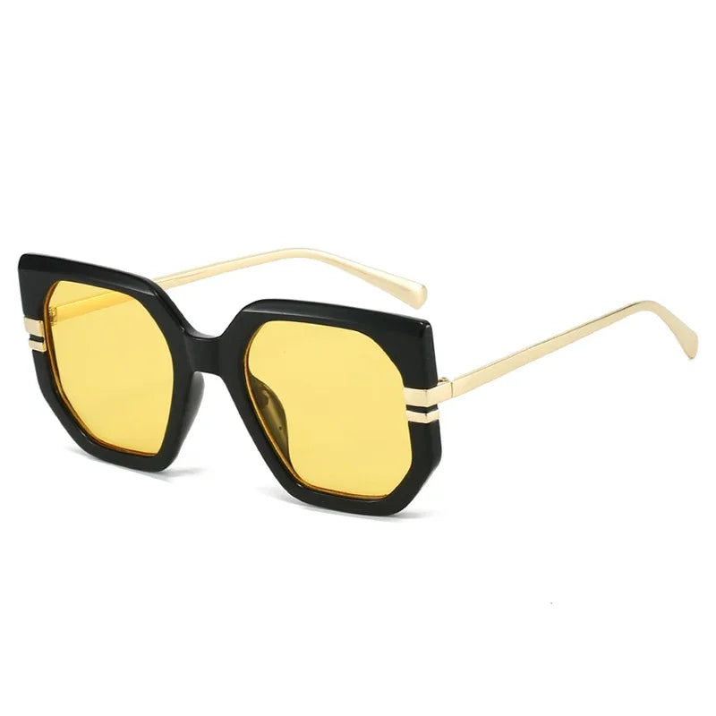 JNPCXI New Polygon Square Sunglasses Women Shades UV400 Retro Clear Ocean Gradient Lens Men Trending Leopard Sun Glasses