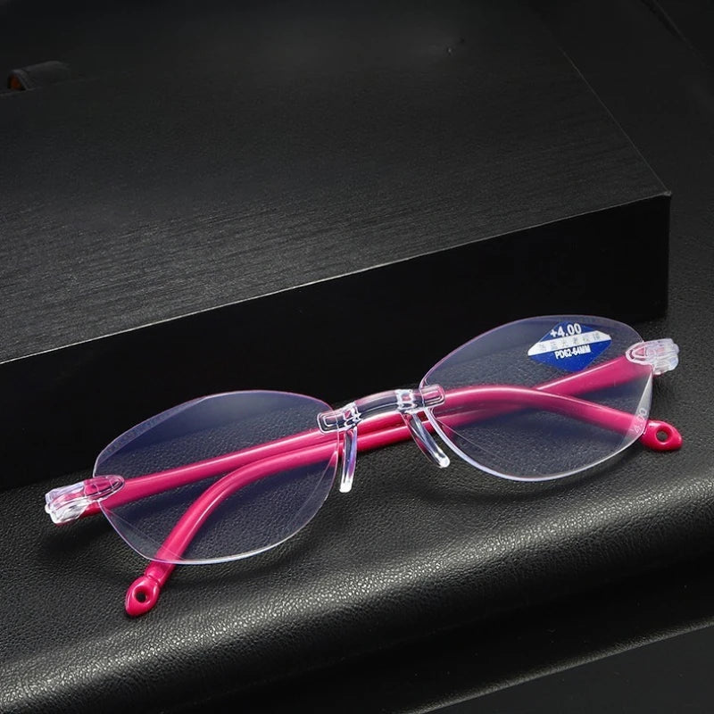 10pcs Anti Blue Reading Glasses Portable Rimless Presbyopic Glasses s for Men Women