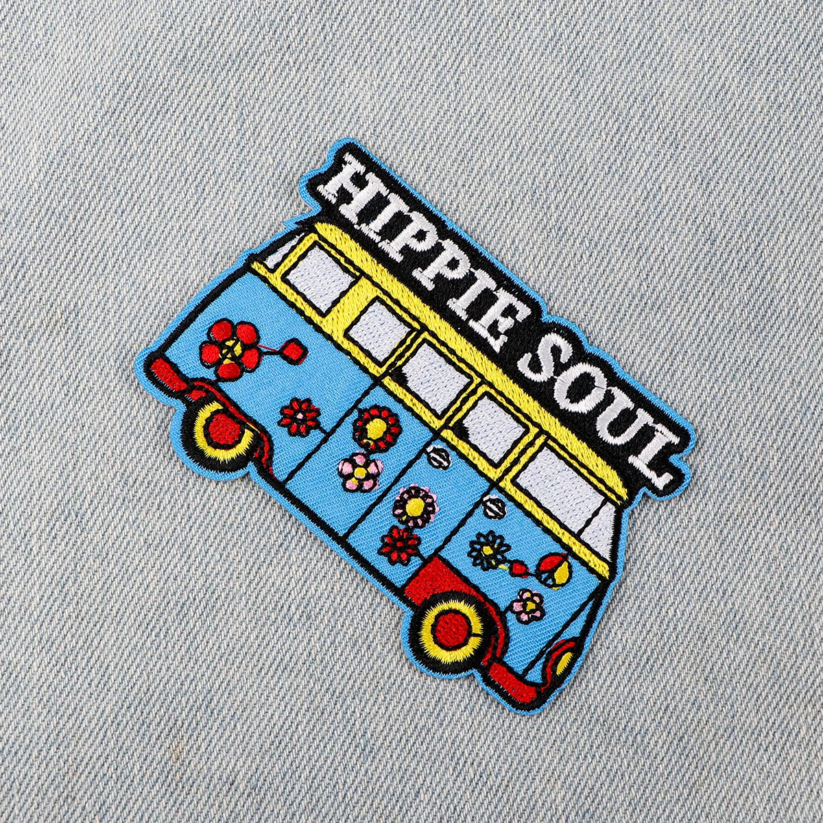 Bus Embroidery Patch Funny Quotes Iron On Patches For Clothing SOUL Thermoadhesive Patches On Clothes DIY Sew Badges