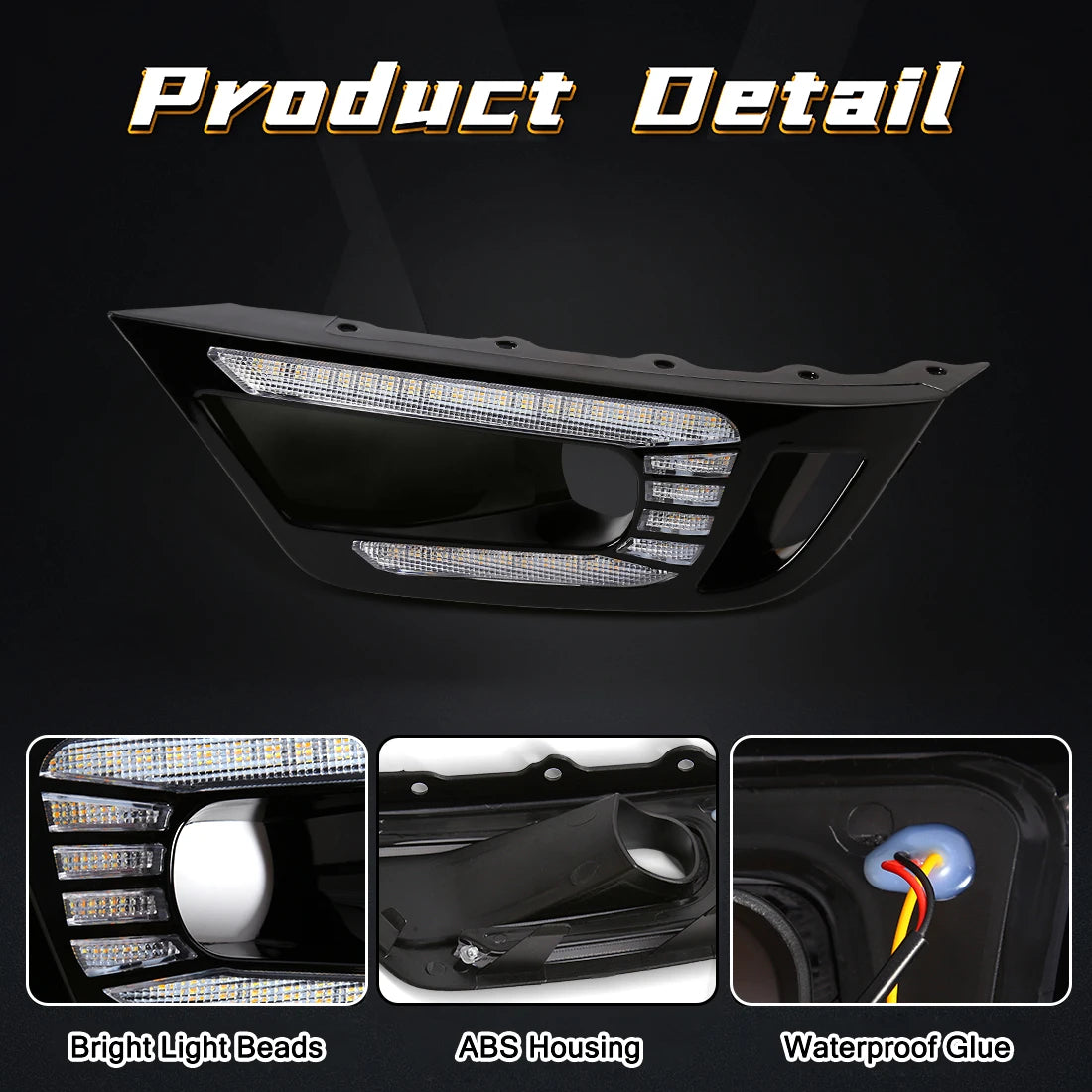 DRL For Ford Ranger Raptor 2022 2023 2024 LED Daytime Running Lights Car Front Bumper Driving Daylight LED Fog Lamp White Yellow