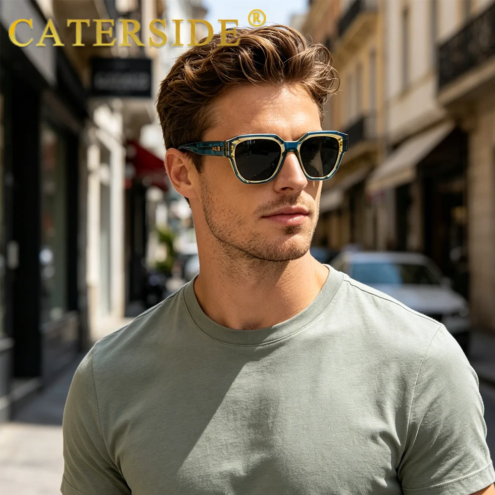 CATERSIDE Men Fashion Sunglasses High-Quality Pc Square Thick Frame Sun Glasses Women Business Festival Gifts Rational Glasses