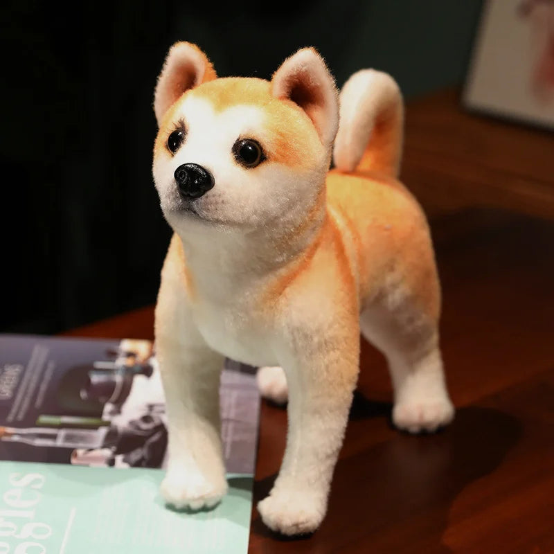 Lifelike Akita Dog Stuffed Animal Plush Toy Cute Simulation Puppy Shiba Inu Fluffy Appease Baby Doll Birthday Gifts For Children
