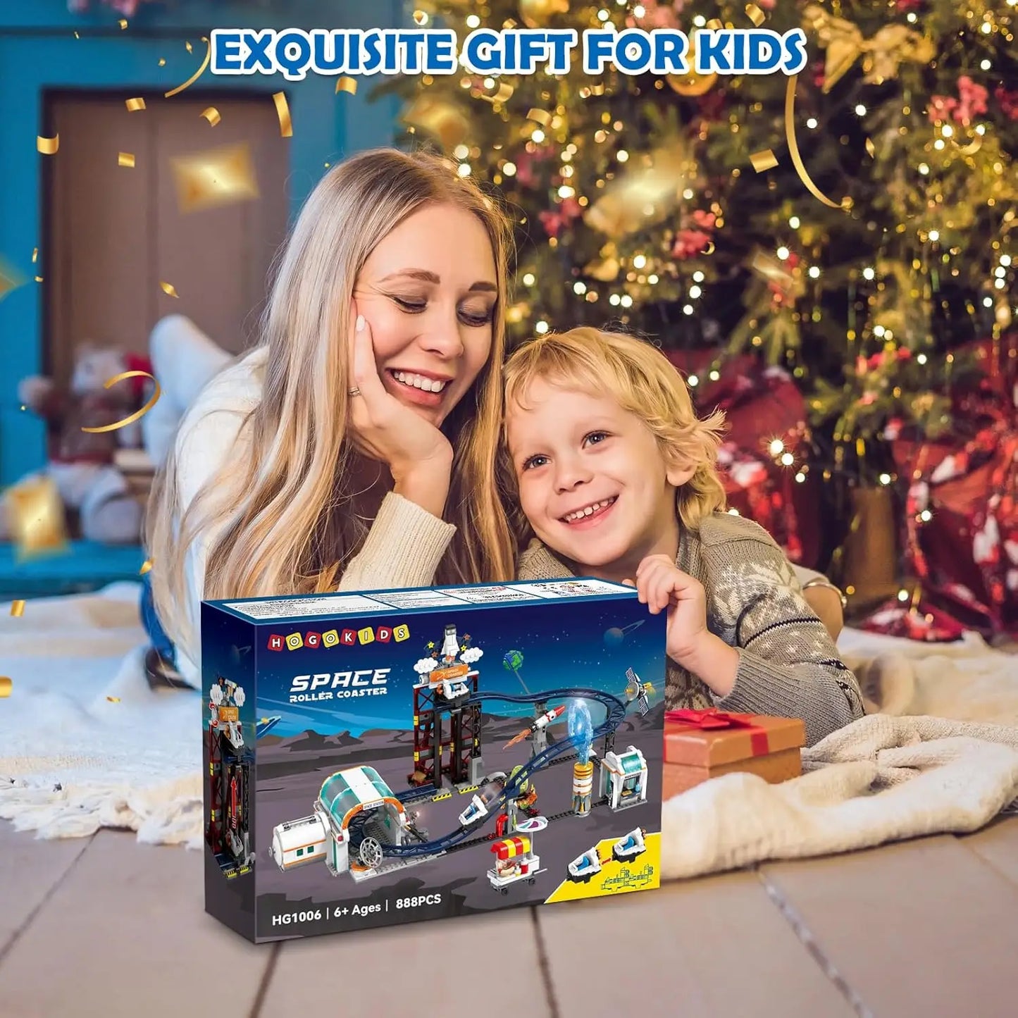 Space Roller Coaster Building Toy-888PCS Lift Platform, Satellites, Rocket Park