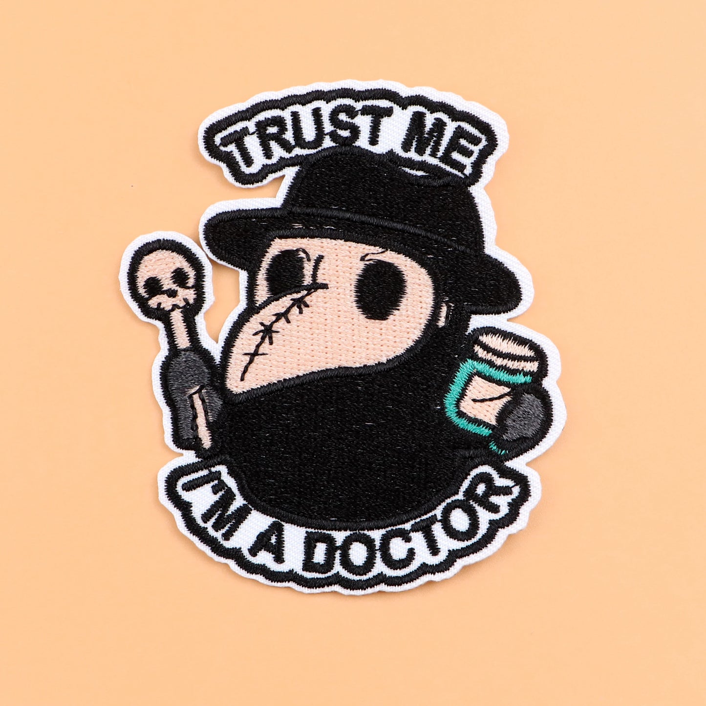 TRUST ME I'M DOCTOR Embroidery Patch Crow Iron On Patches For Clothing Thermoadhesive Patches On Clothes DIY Sew Badges
