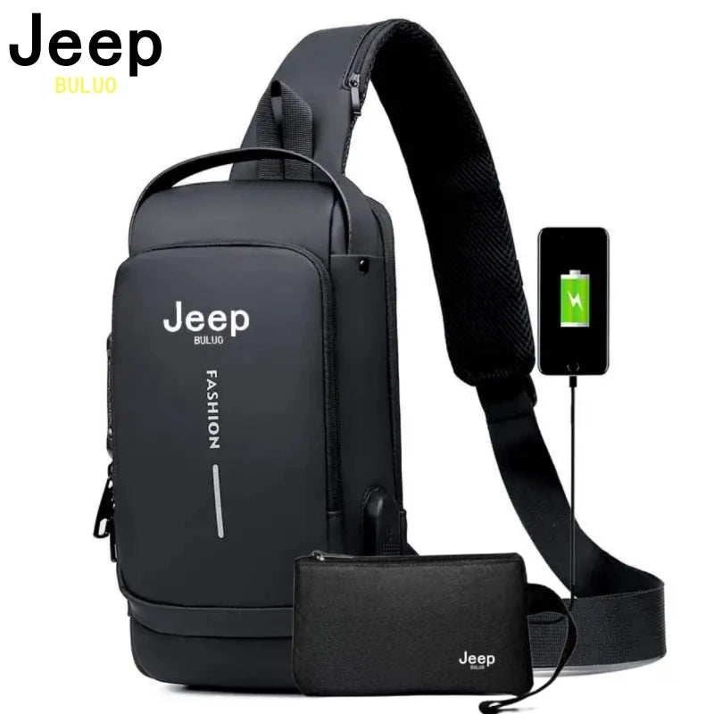 JEEP BULUO Men Chest Sling Bag Crossbody Shoulder Bag Travel Pack Anti-theft Bag