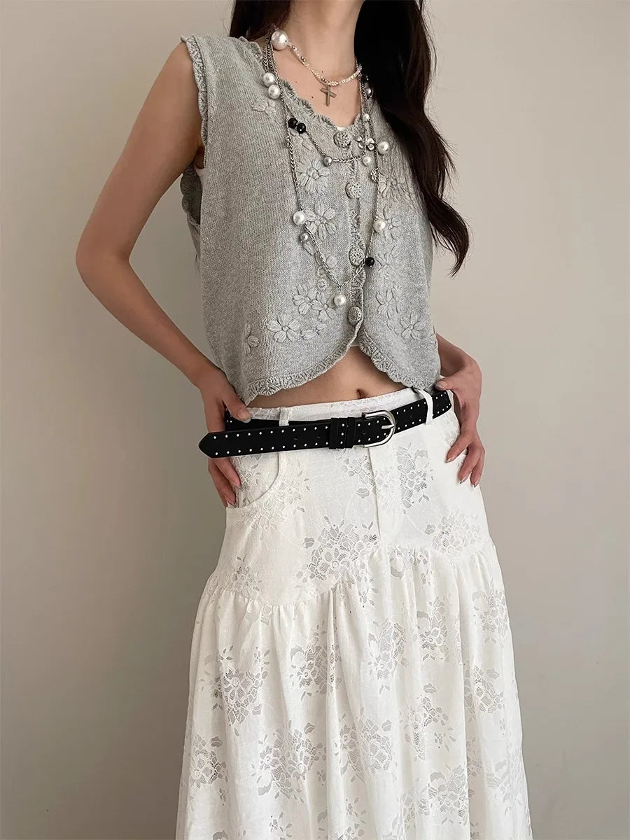 Retro Solid Color Rivet Belt Ladies Niche High-Grade Feeling Punk Belt With Skirt Jeans Belt Accessories
