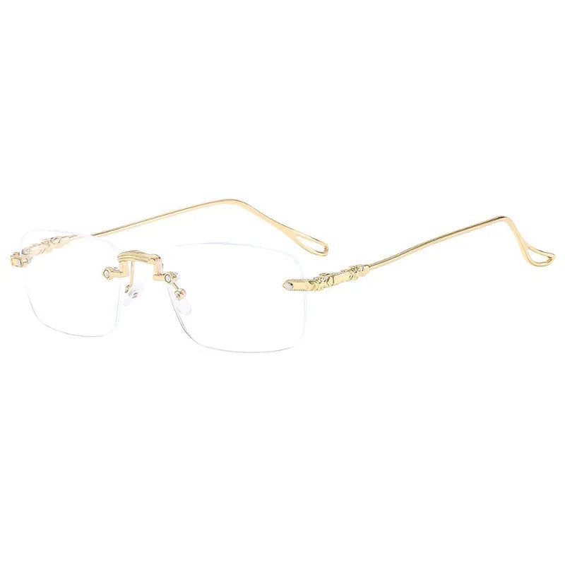 retro metal rimless frame glasses frame men's and women's ultralight anti-blue light flat mirror