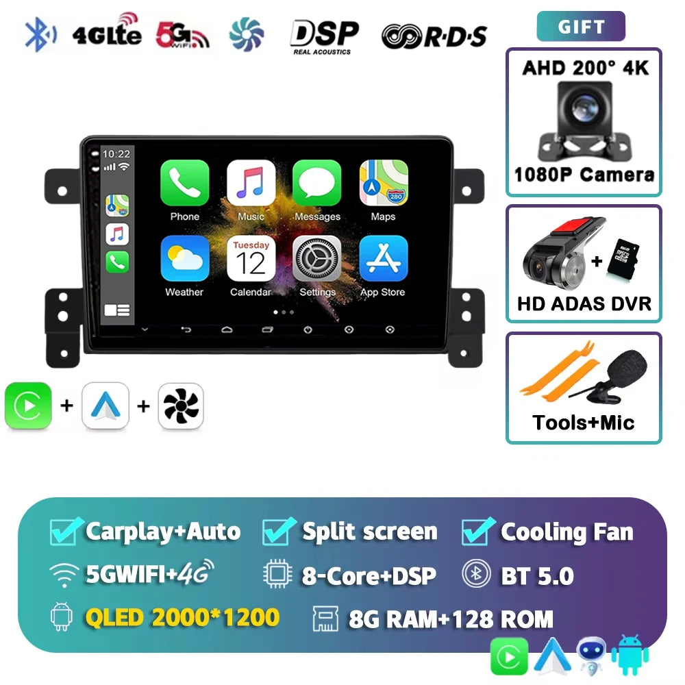 Android 15 Car Radio For Suzuki Grand Vitara 3 2005-2015 Wireless CarPlay Android Auto Multimedia Player GPS 4G WiFi Autoradio 2