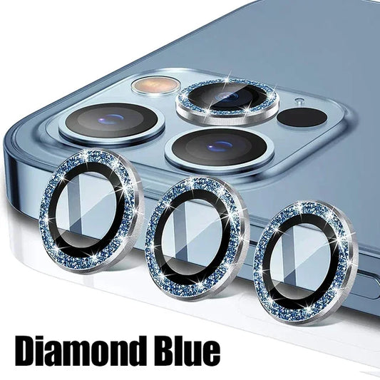 3Pcs Diamond blue Camera Lens Protector iPhone 11-15 ProMax 14/13 Mini 15 Plus