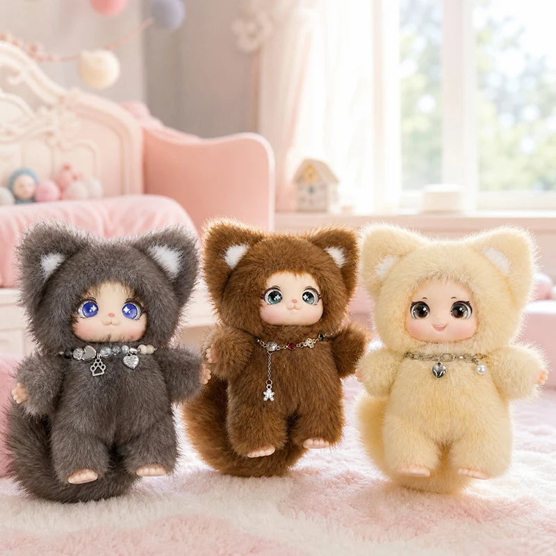 19cm New Cute Family Fox Plush Pendant Kawaii Animals Vinyl Face Plush Toy Premium Doll Enthusiasts Kids Hang Bag Decor