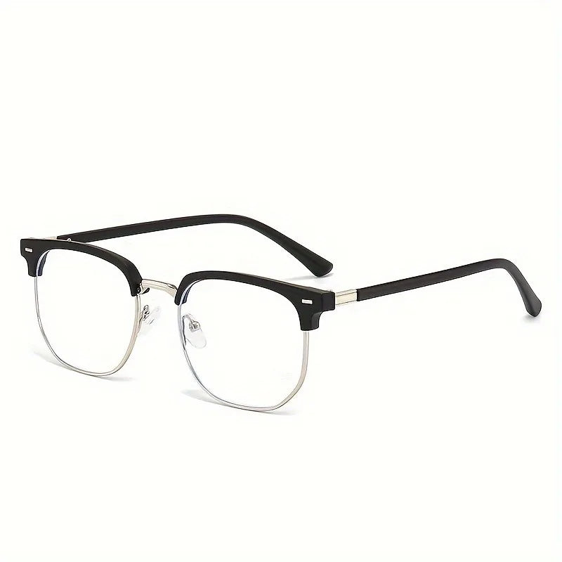 1 Piece of Men's Casual Style Half Framed Glasses PC Lenses Decorative Glasses Black Ideal Gift Choice