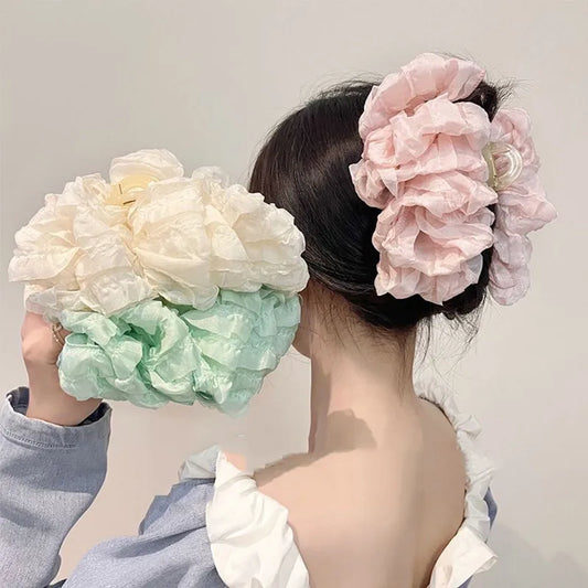 New Elegant Fabric Large Bubble Hair Clip for Womans Sense of Luxury Ponytail Shark Clip Fashion Girl Hair Clamp Hair Accessori