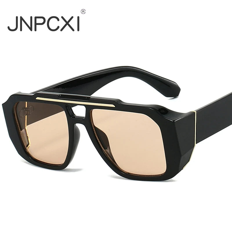 JNPCXI Vintage Double Bridges Square Women Sunglasses Fashion Brand Designer Gradient Shades UV400 Men Sun Glasses