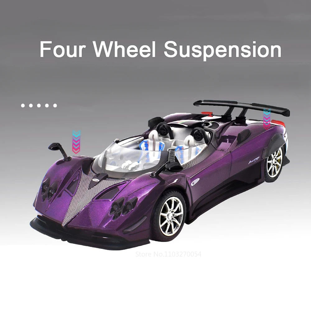 1:24 PAGANI ZONTA HP Huayra Alloy Miniature Car Toy Diecast Model with Sound Light Pull Back Front Wheel Steering Boy Adult Gift