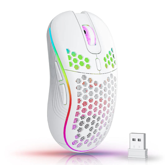 2.4G Wireless RGB Lighting Charging Mouse, Adjust DPI Ergonomic Honeycomb Design