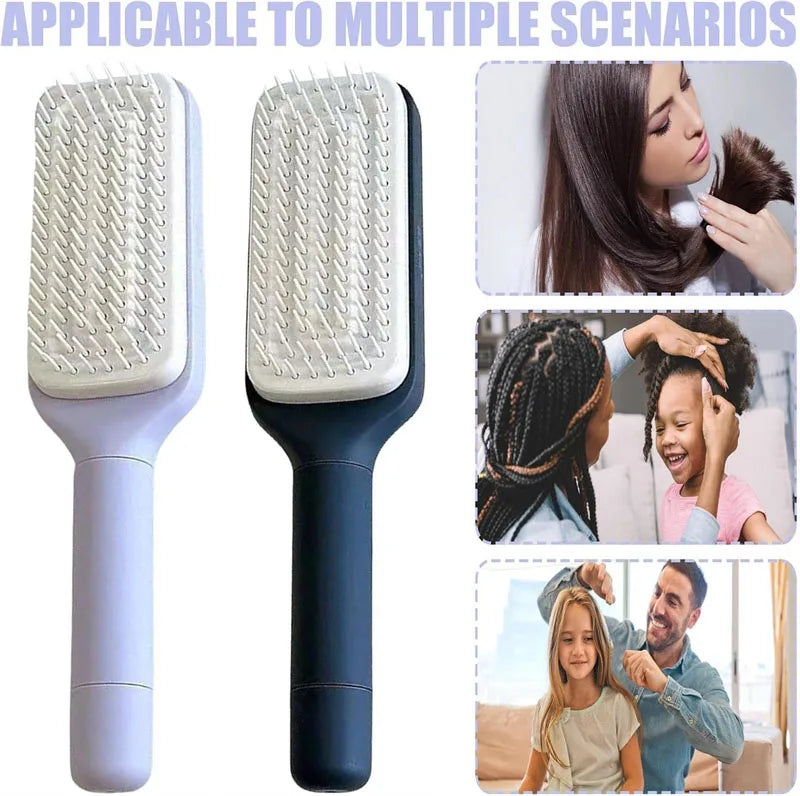 Self-Cleaning Retractable Hairbrush Anti-Static Scalp Massage Hair Loss Comb