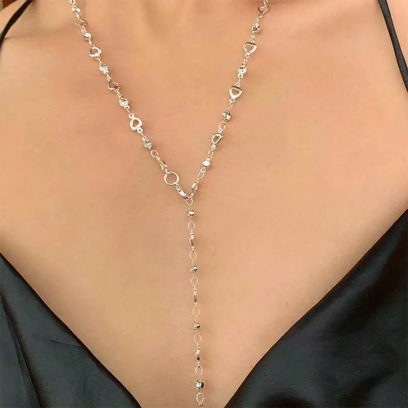 Bohemian Colorful Crystal Long Y-Shaped Necklace Women Fashion Gold Color Collar Chain Beach Party Jewelry Vacation Accessories