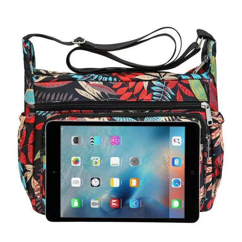 Large Capacity Female Nylon Flower ColorCloth Bag, Single Shoulder Crossbody Bag