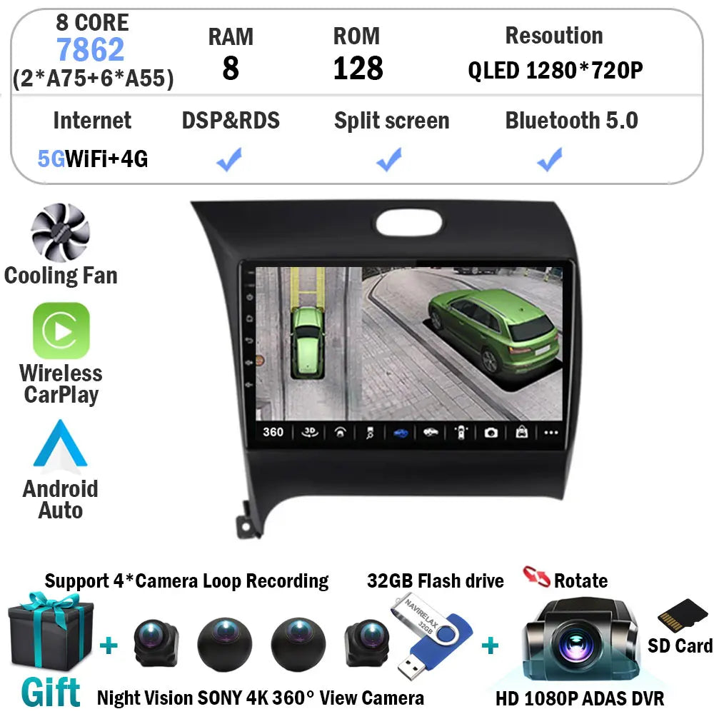 Android 15 Radio Carplay For Kia Cerato 3 K3 Forte 2013 2014 2015 2016 2017 2018 Auto Stereo Multimedia Player GPS Navigation