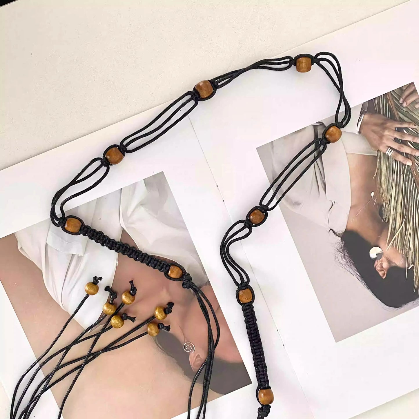 Ethnic Style Braided Waist Rope Slim Personality Tassel Hemp Rope Beaded Belt Ins Style Multi-Functional New
