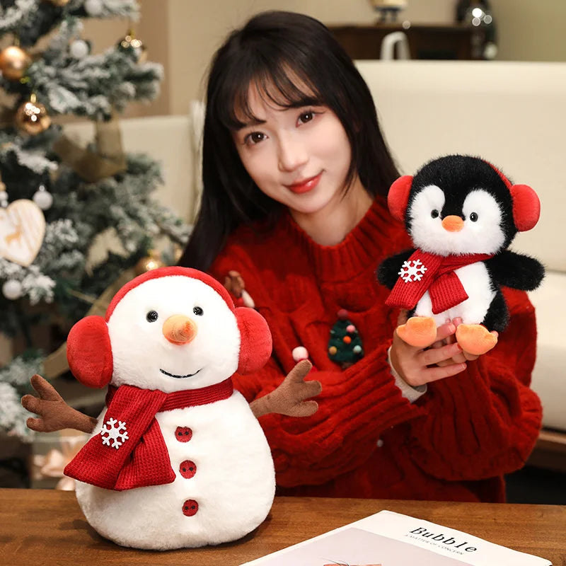 20/28cm Winter Series Plush Toy Snowman Penguin Plush Doll Soft Stuffed Animal Doll Festive Atmosphere Decor Kid Gift