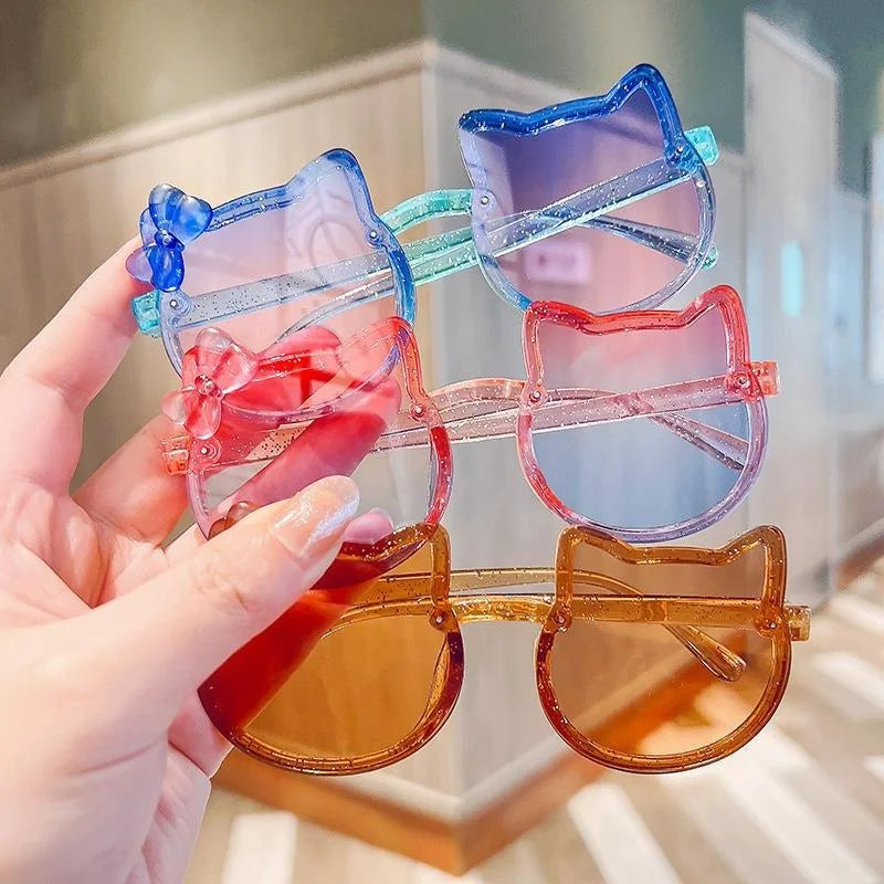 New Korean Style Cat Shape Children's Cute Cartoon Sunglasses Kids Anti UV Eyewear Round Colourful Sunglass