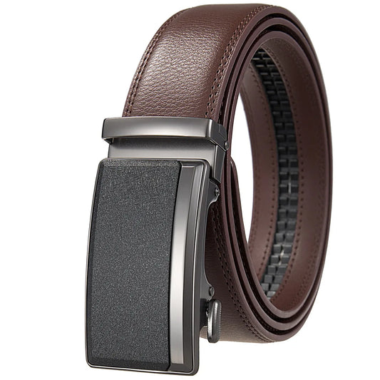 Brown Men's Leather Belt Automatic Buckle Luxury Cowskin Black Brown 105–140cm