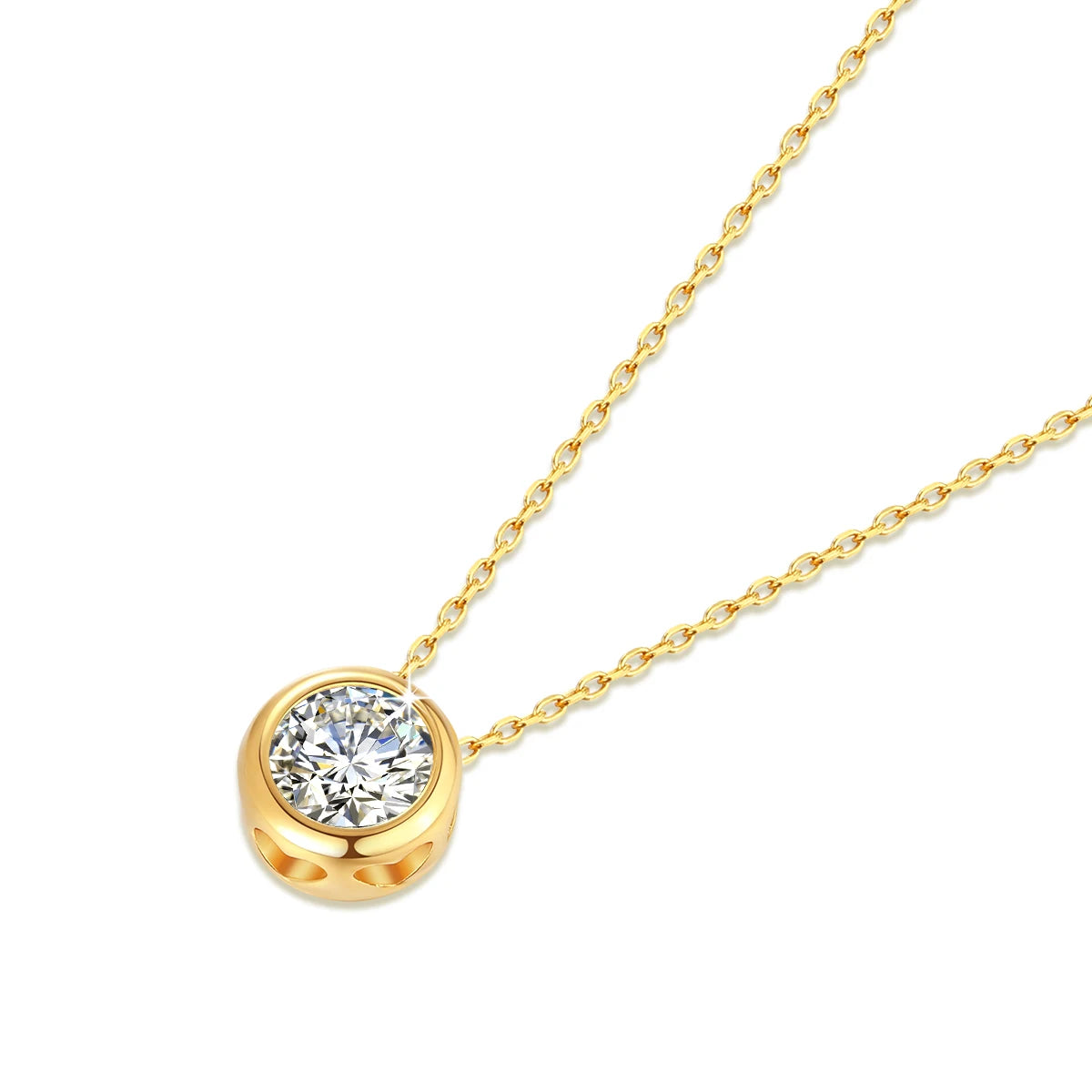 100% Real 18k Gold Necklace with Moissanite 0.5ct D Color VVS1 Certificated