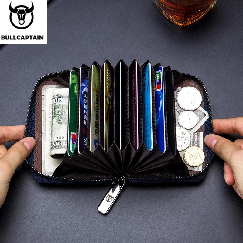 BULLCAPTAIN Real Pickup Card Bag with RFID Function Men's Card Holder Credit Card Business Card ID Card Holder Fashion Card Bag