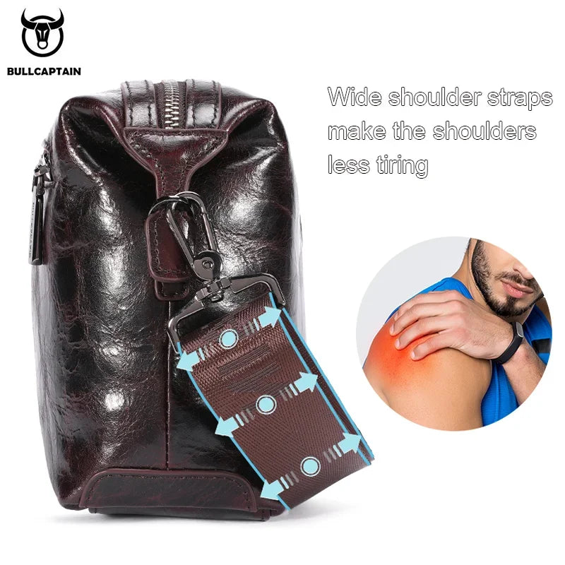 Bullcaptain Genuine Leather Men's Shoulder Bag Casual Fashion Messenger Bags Man Large-Capacity Independent Card Slots Bag's