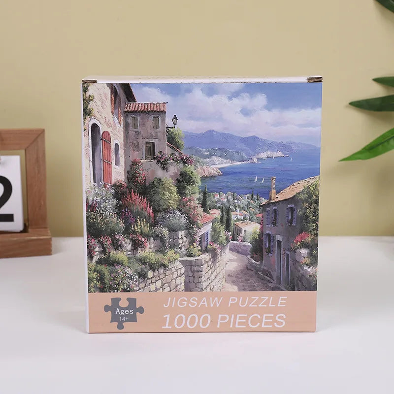 70cm*50cm 1000 Pieces Jigsaw Puzzle 1.1MM Adult Stress Relief Cartoon Landscape Art Painting Puzzle Children's Toys Gift