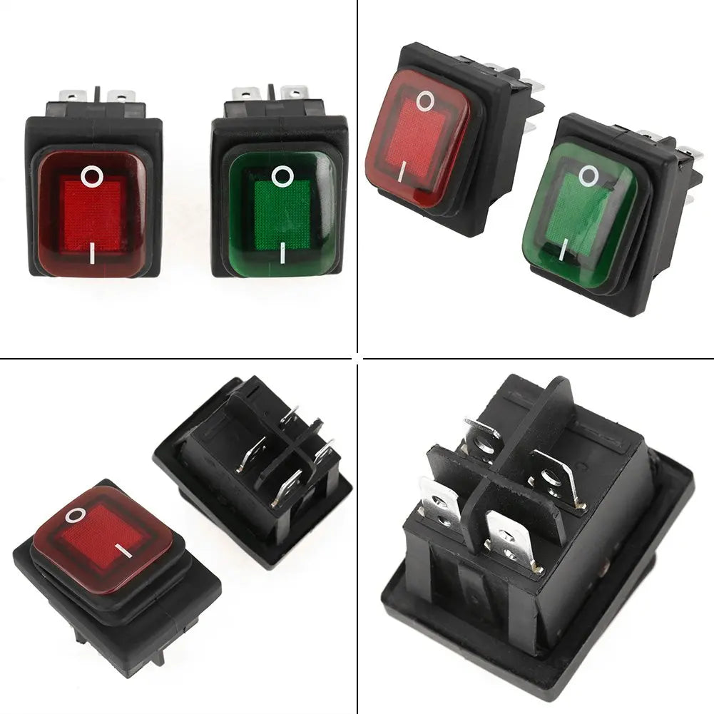5Pcs 4 Pin Boat Marine Waterproof On Off DPST Rocker Switch Toggle Switch 30A Heavy Duty 250V LED Illuminated