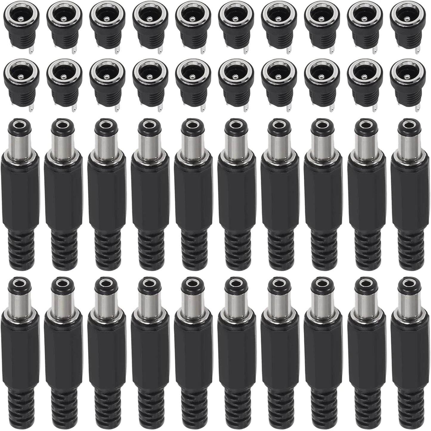 20Pairs 5.5x2.1mm DC Power Supply Male Plug + Female Jack Panel Mount Solder Wire Connector 5.5 * 2.1mm DC Plug Socket Connector