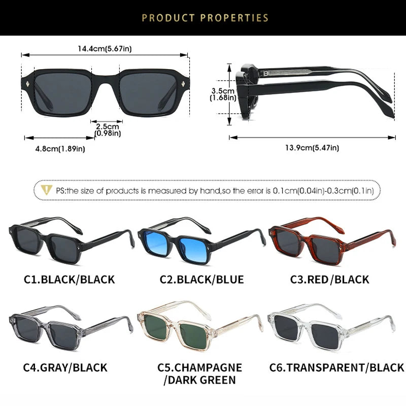 JNPCXI Quality Square Sun Glasses for Women Men Stainless Steel Metal Core CP Frames UV400 Sunglasses Travel Holiday Shades