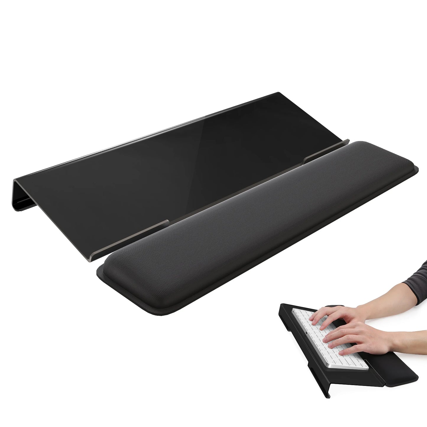 Computer Keyboard Stand for Desktop, 2-Level Height Adjustment Keyboard Wrist Rest, Non-Slip Key Board Riser Pad for Desk