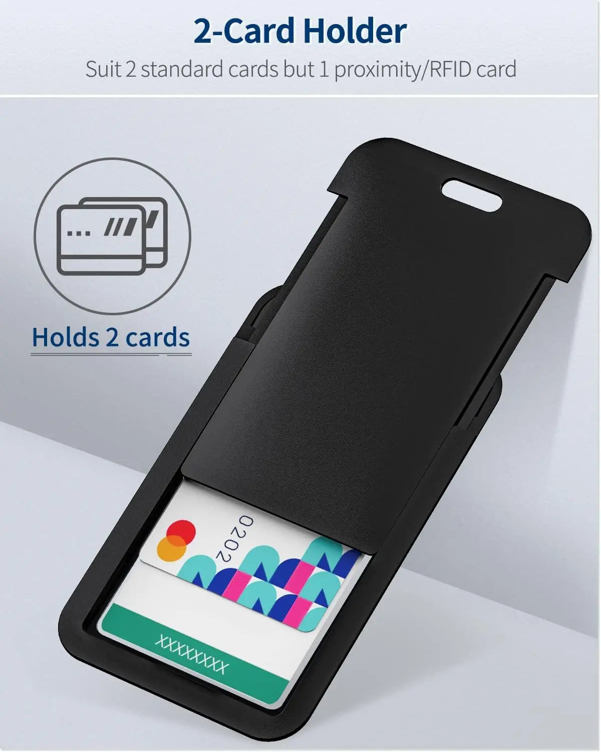 3 Pack Sliding Vertical Hard Black Badge Holders, Clear Window ID Card Case, Protect ID Credit Key Cards Driver Licenses