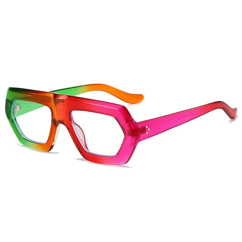 JNPCXI Fashion Square Women Gradient Sunglasses Leopard Shades Retro Men Clear Lens Glasses Frame UV400
