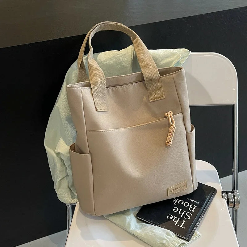 Large Capacity Lightweight Canvas Bag New Waterproof Solid Color Tote Bags Canvas Handbag Shoulder Bag for Work School Travel