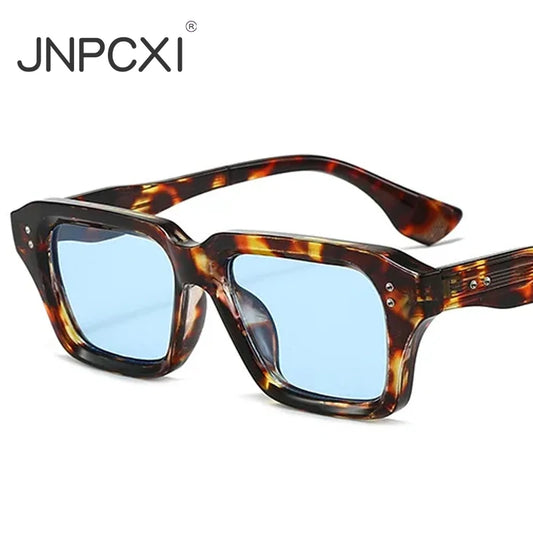 JNPCXI New Retro Square Rivets Men Sunglasses Shades UV400 Fashion Green Green Women Clear Lens Frame